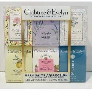 New Crabtree & Evelyn 6 Pc. Bath Salts/Signature Collection. 3.5 oz/100 g.